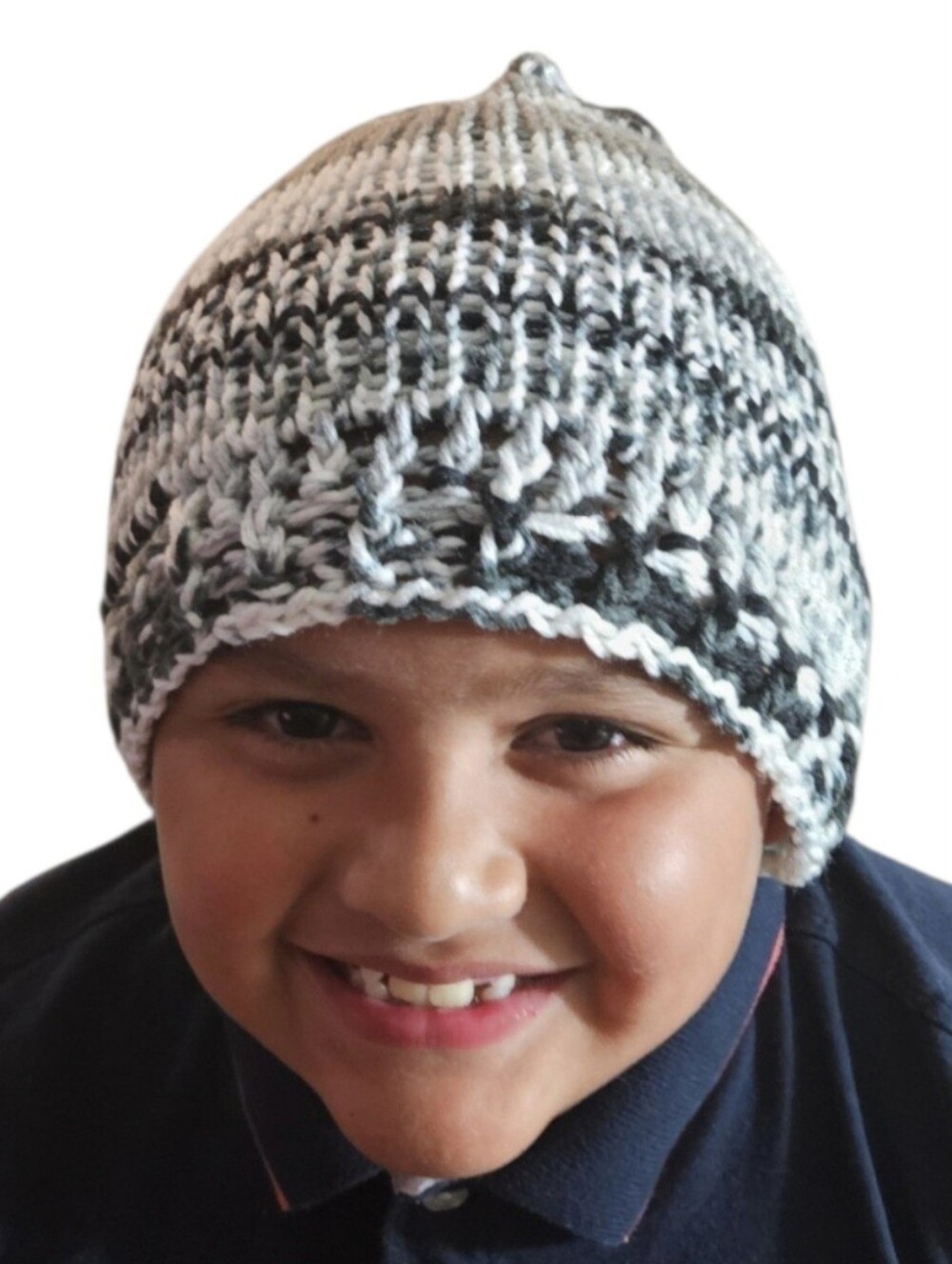 Handmade Kids Gray Knit Crochet Beanie Hat  Reversible 2-in-1  Unisex  Cozy Fall